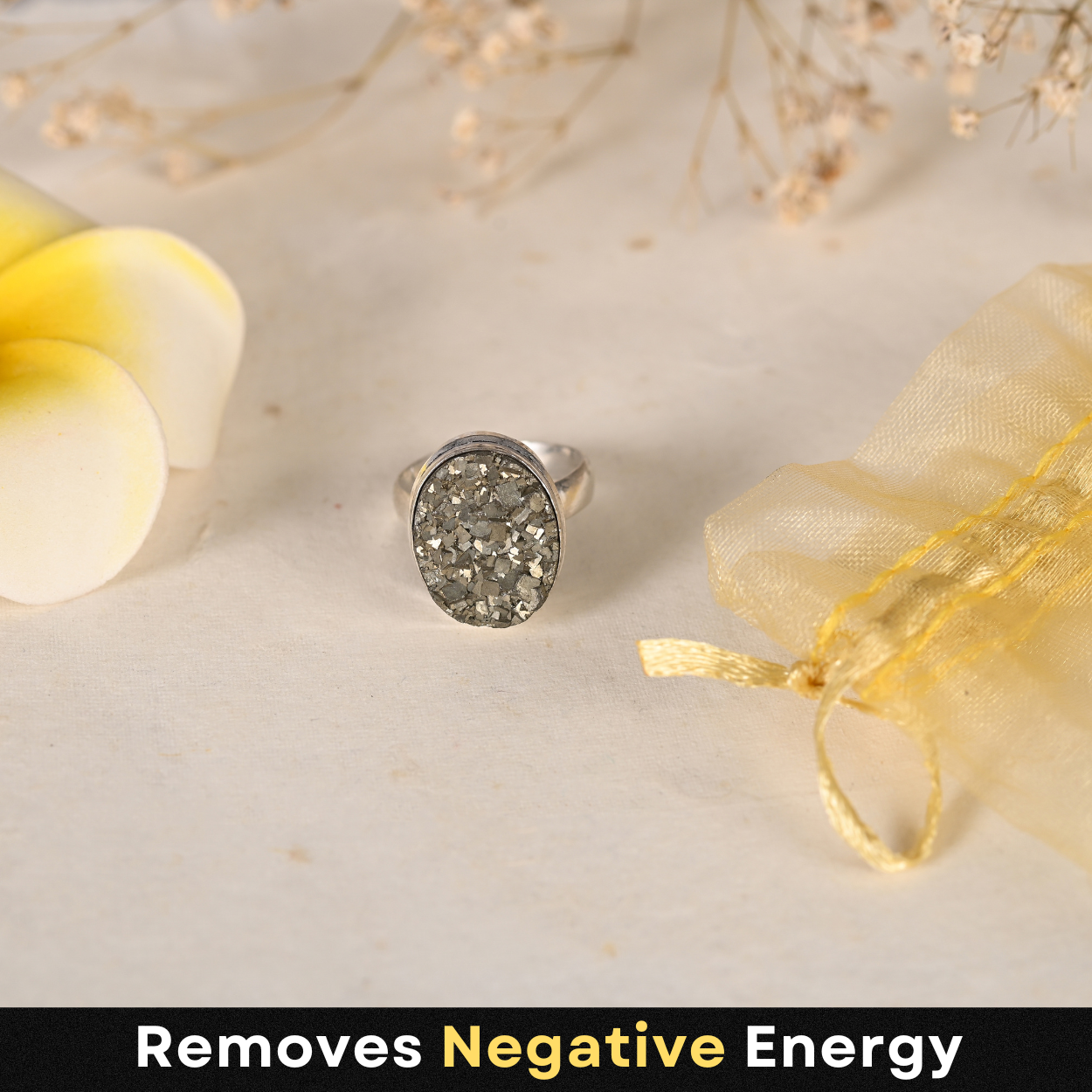 Wealth attraction Pyrite Adjustable Ring (Men/Women) - Image 3