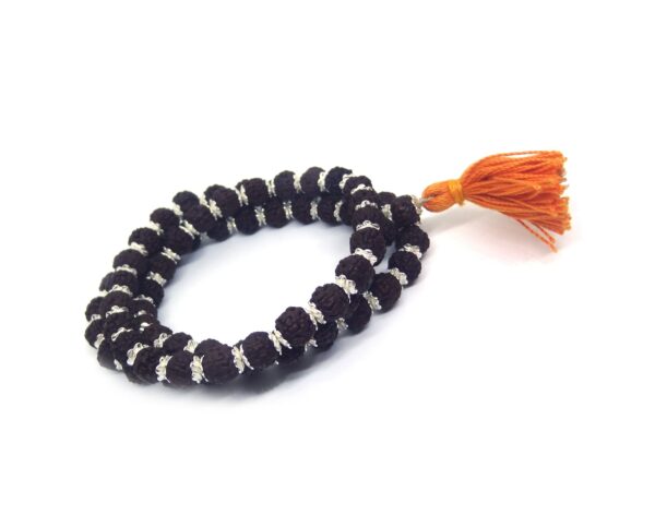Rudraksha Mala 72 +1 Beads in Silver Caps - Image 3