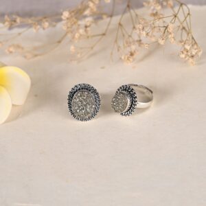 Pyrite Adjustable Ring With Design (Men/Women)