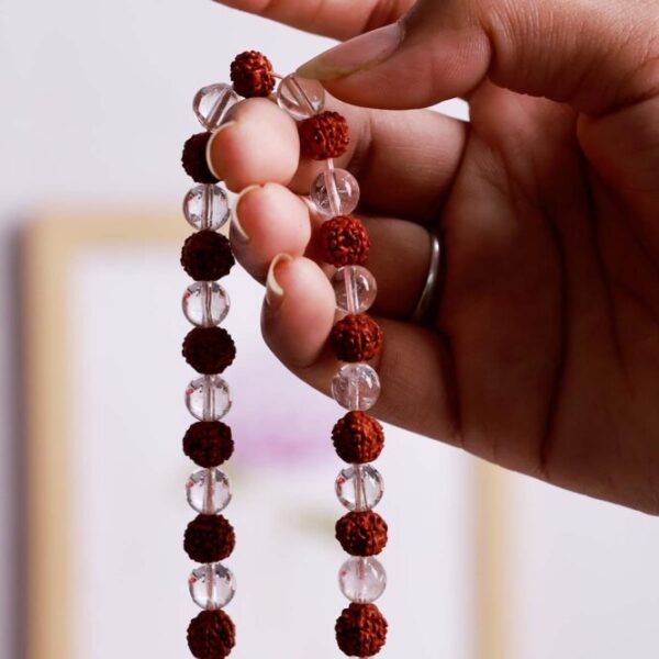 Clear Quartz and Rudraksha Beads Jaap Mala - Image 2