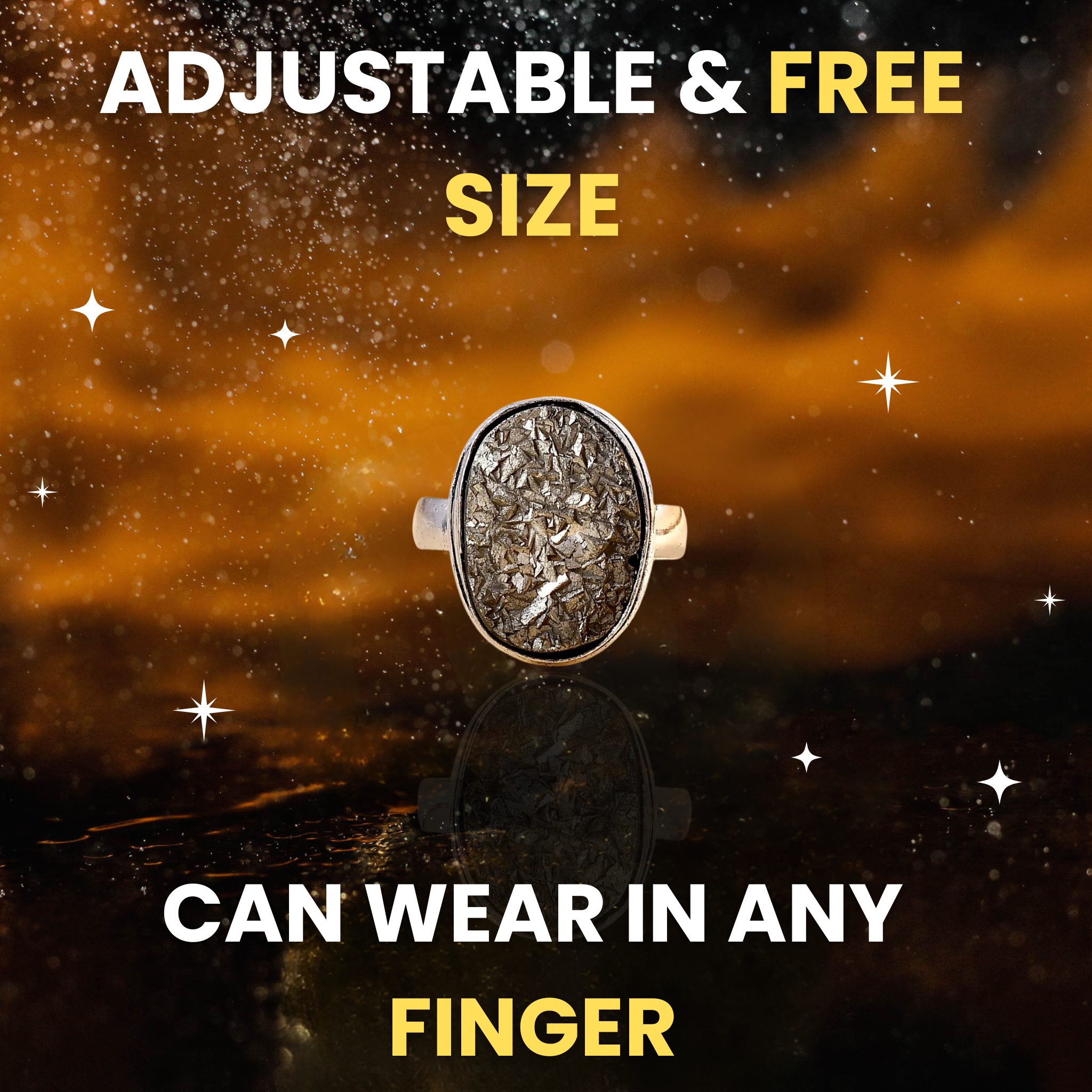 Wealth attraction Pyrite Adjustable Ring (Men/Women) - Image 5